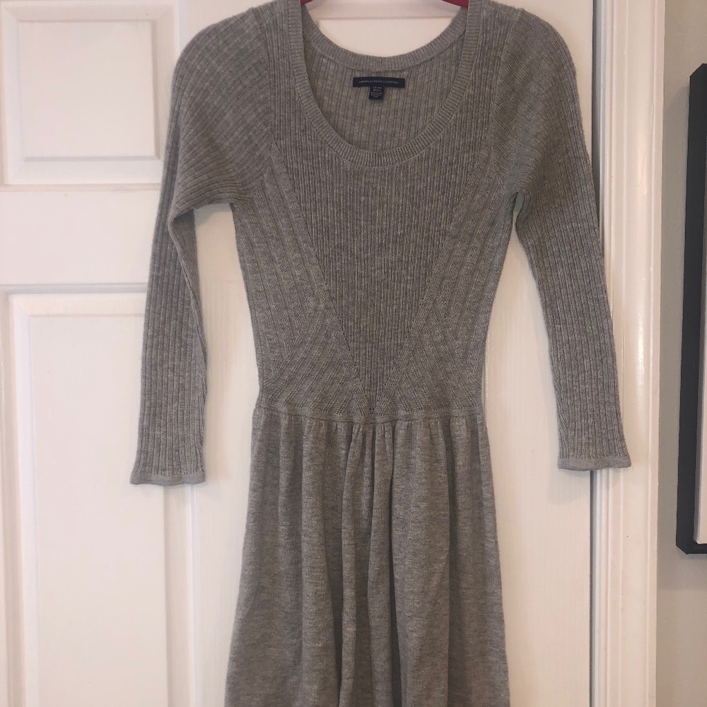 Gray sweater dress